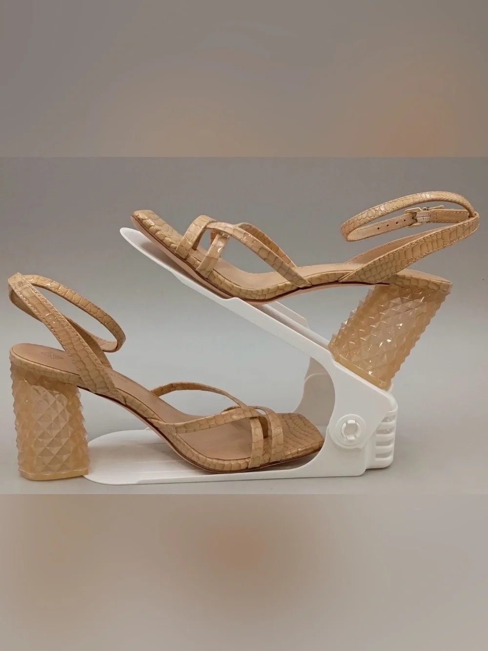 Antonio Melani Katona Snake Embossed Leather Heel Sandals Size 9M Ankle Strap